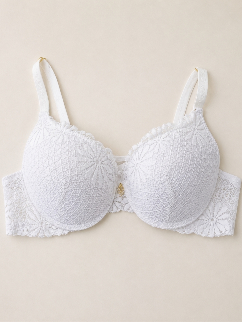 Juicy Couture White Floral Lace Push Up Bra Y2K Romantic Lingerie 34B Coquette